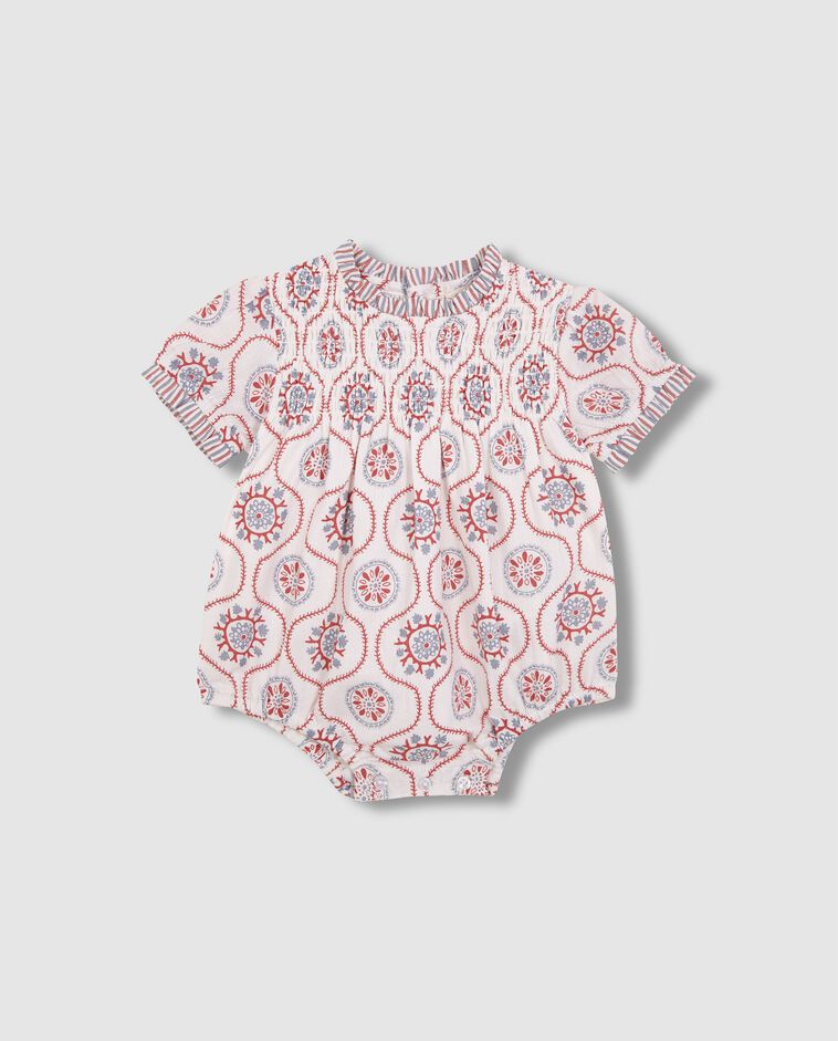 Barboteuse en tissus contrast&eacute;s blanche