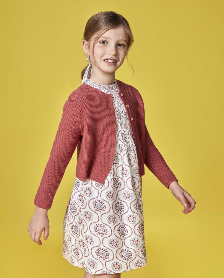 Cardigan en maille manches longues rose