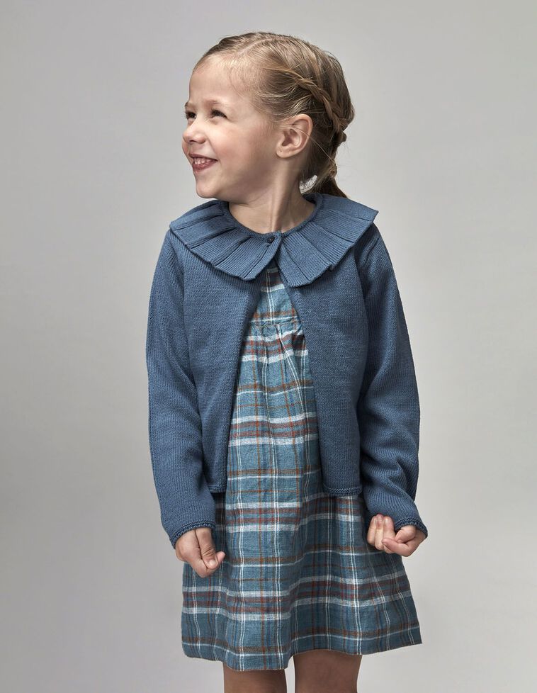 Cardigan à col volanté bleu clair