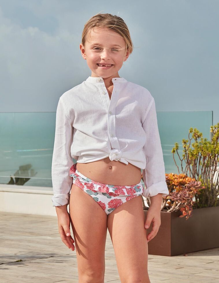 Culotte blanche imprimé hortensia