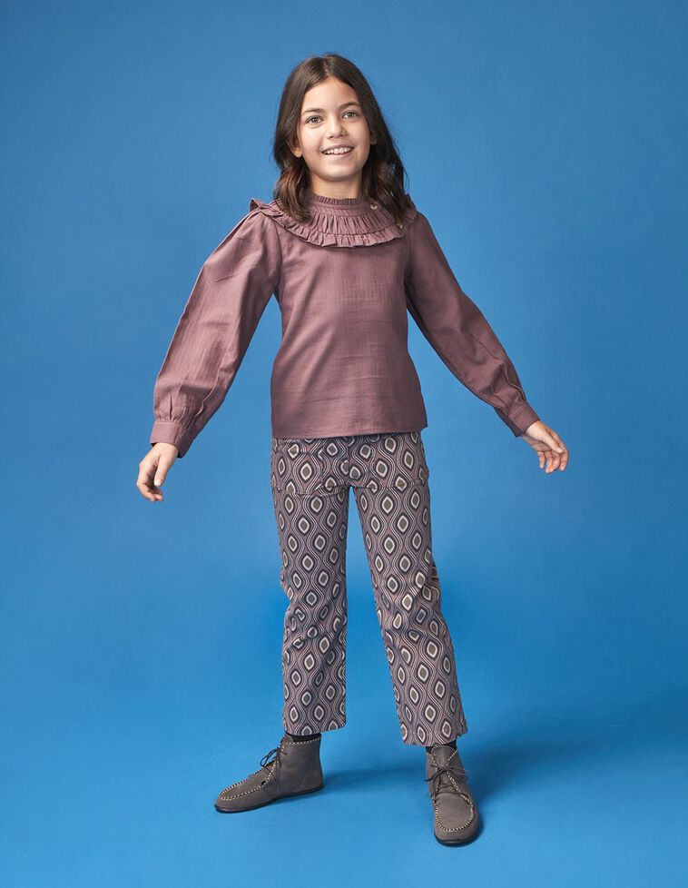 Pantalon en sergé imprimé violet