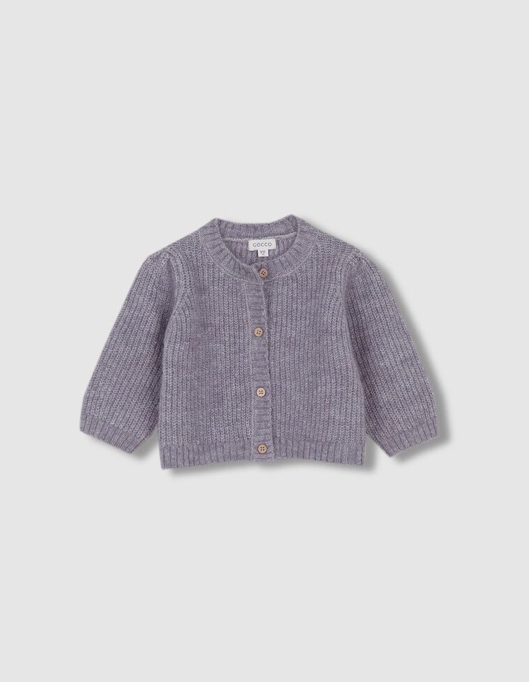Giacca In Maglia Bottoni Legno Grigio Medio Melange