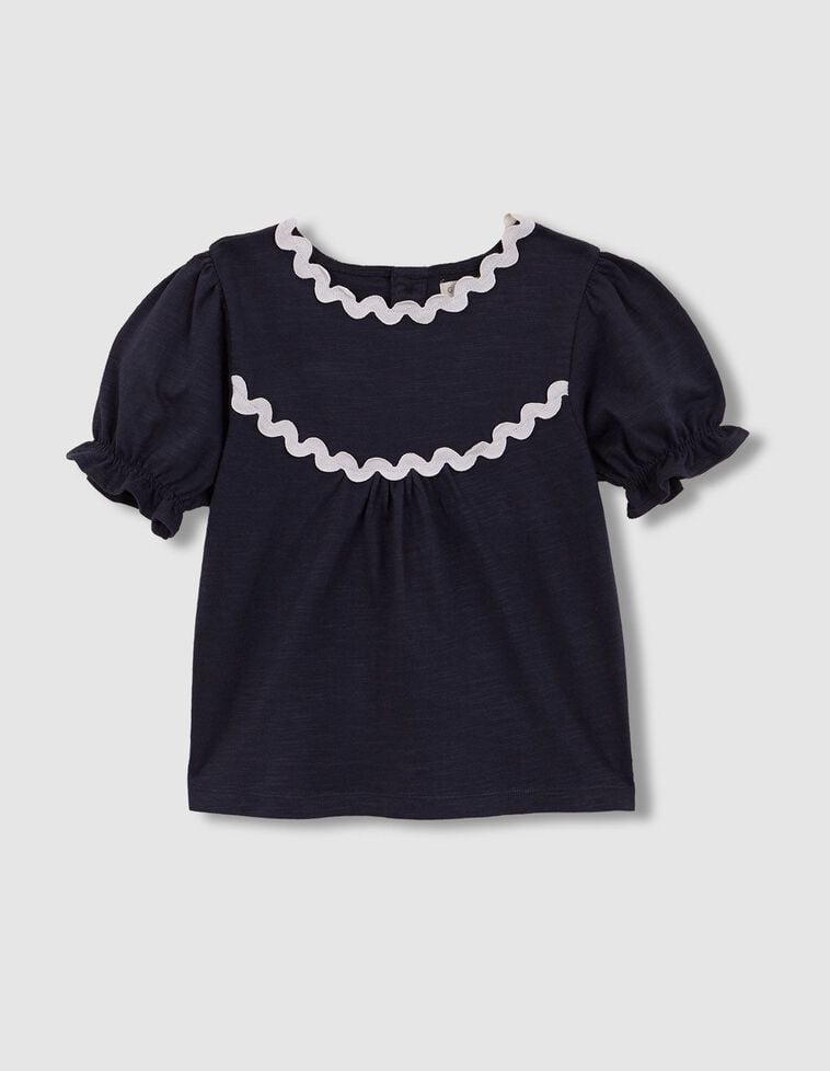 T-shirt avec détail vague contrasté bleu