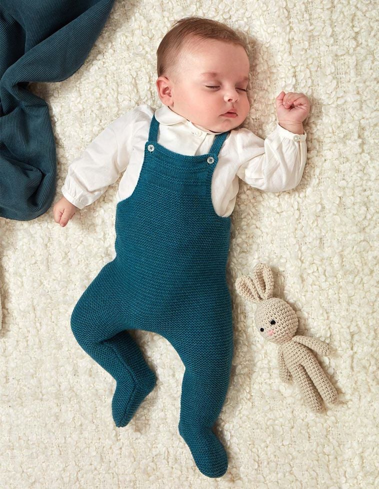 Grenouillère en tricot bleu