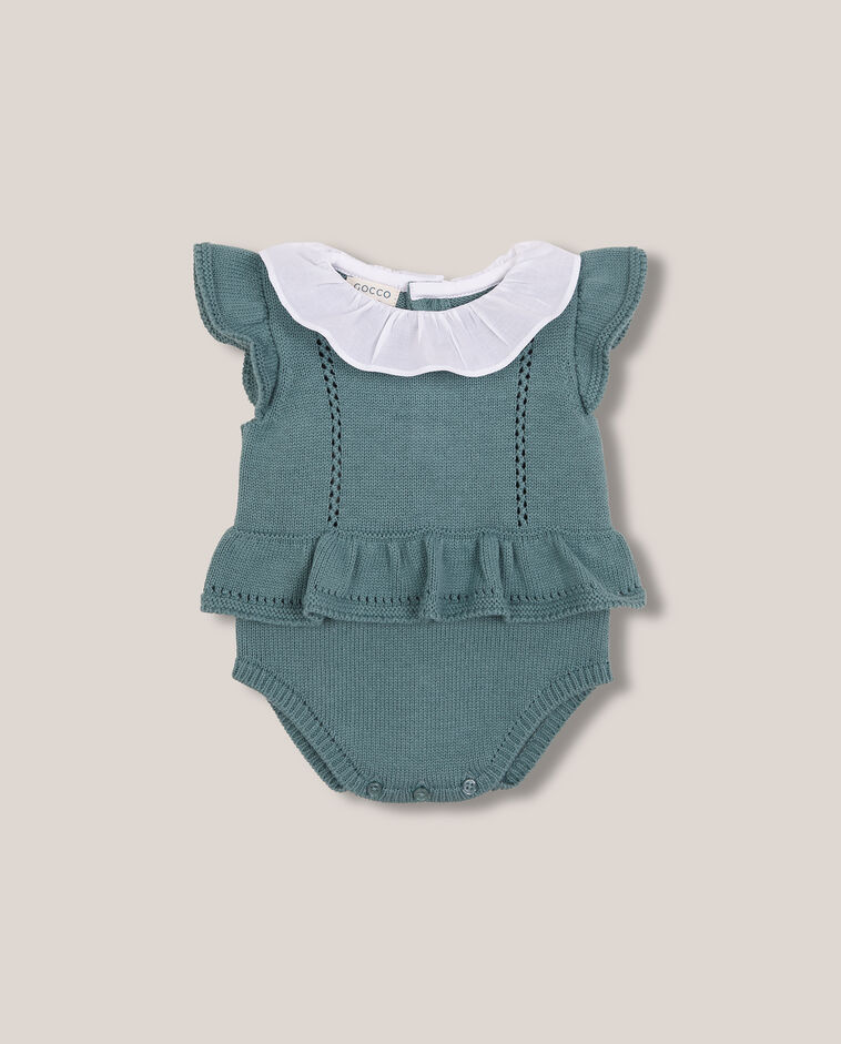 Barboteuse en maille verte