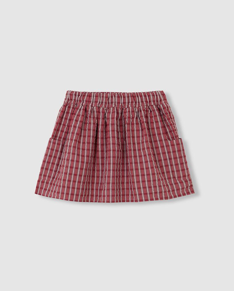 Jupe rose &agrave; carreaux fille