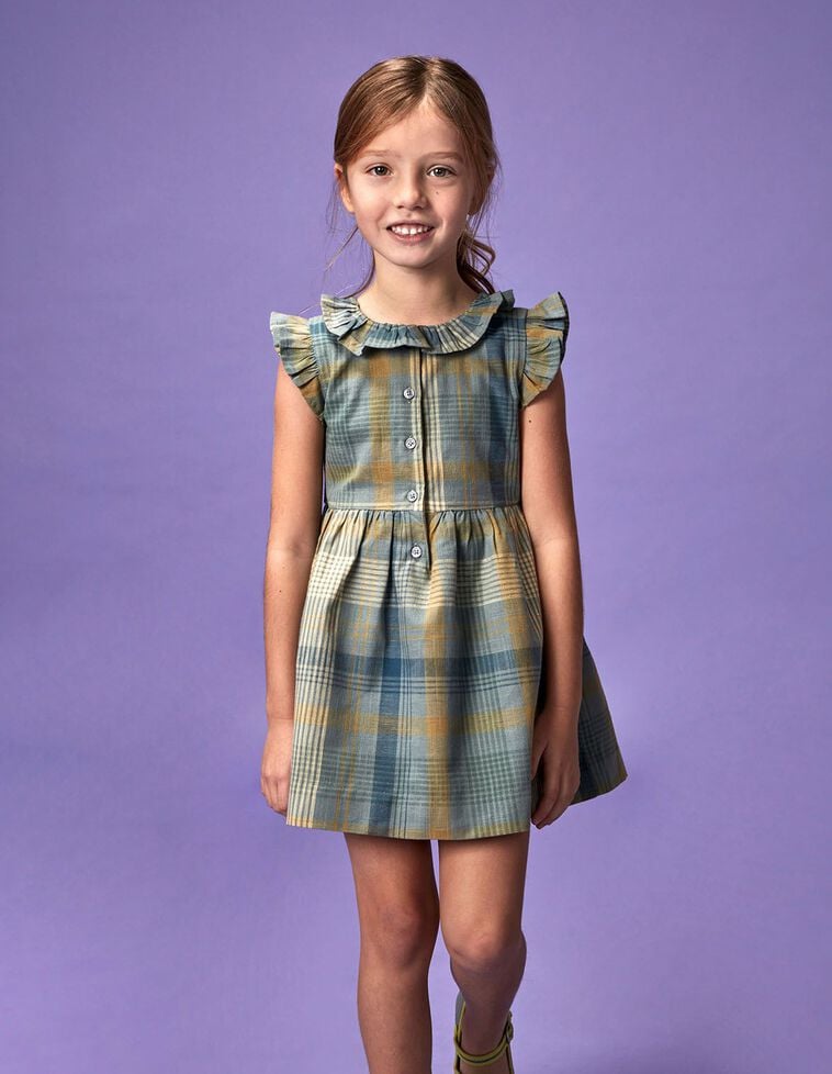 Robe bleue à carreaux