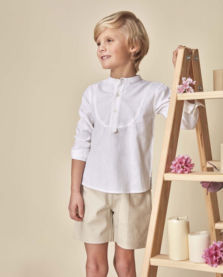 Camicia panama in lino bianca