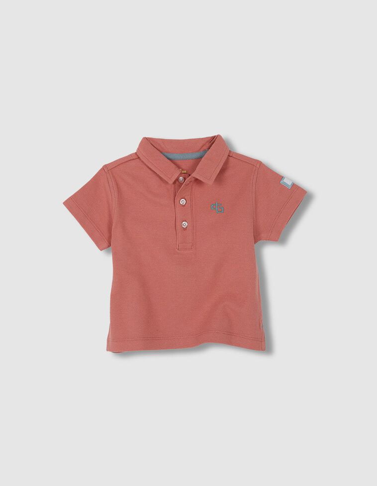 Pólo em piquê  coral com contrastes