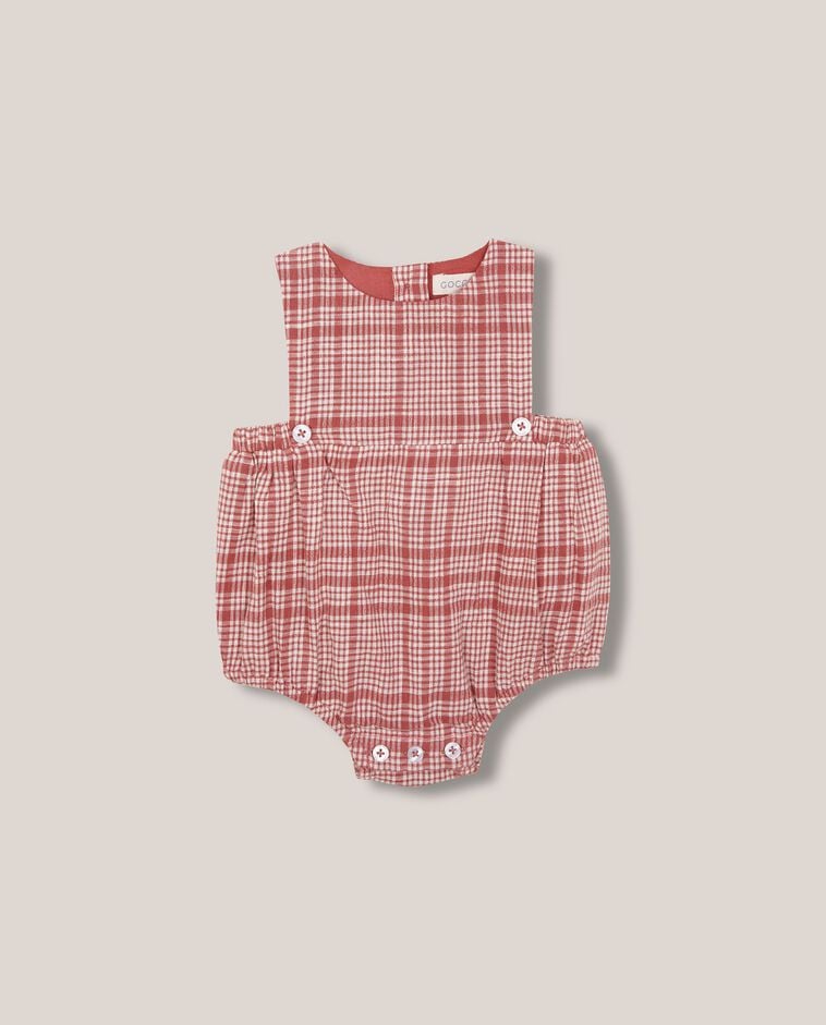 Barboteuse &agrave; carreaux rose