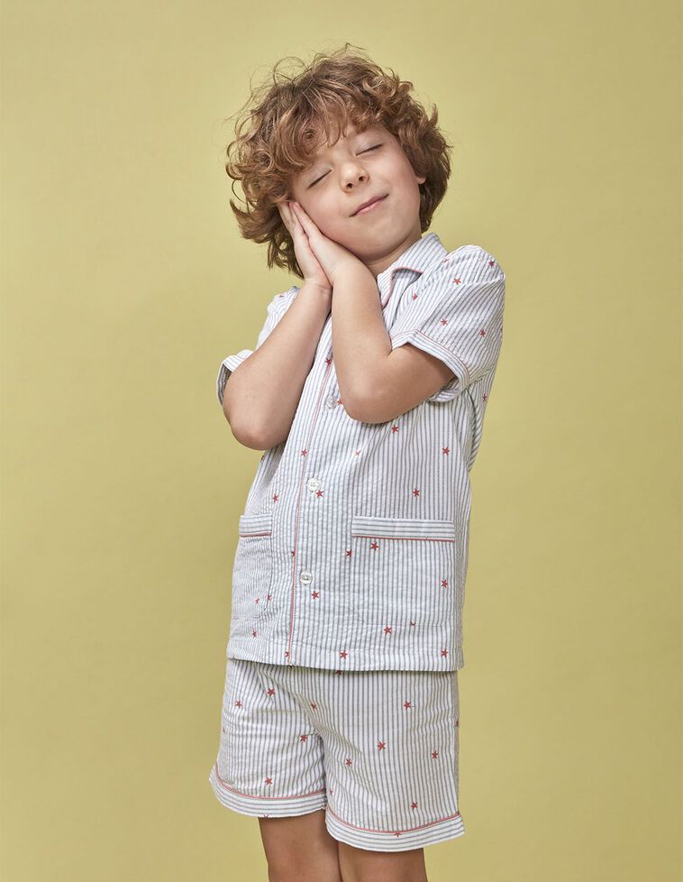 Pyjama rayé à étoiles blanches