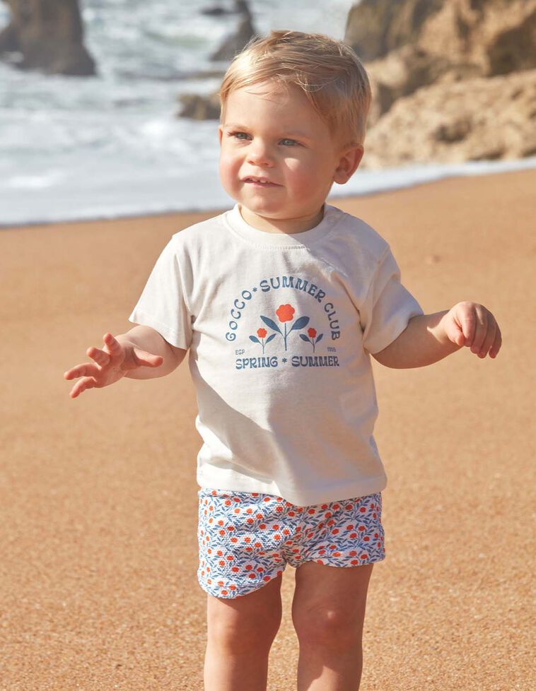 Maillot de bain blanc imprimé branches fleuries