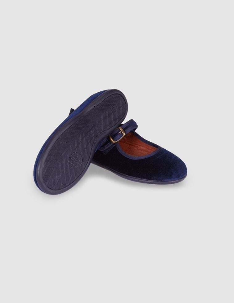 Ballerines en velours bleu