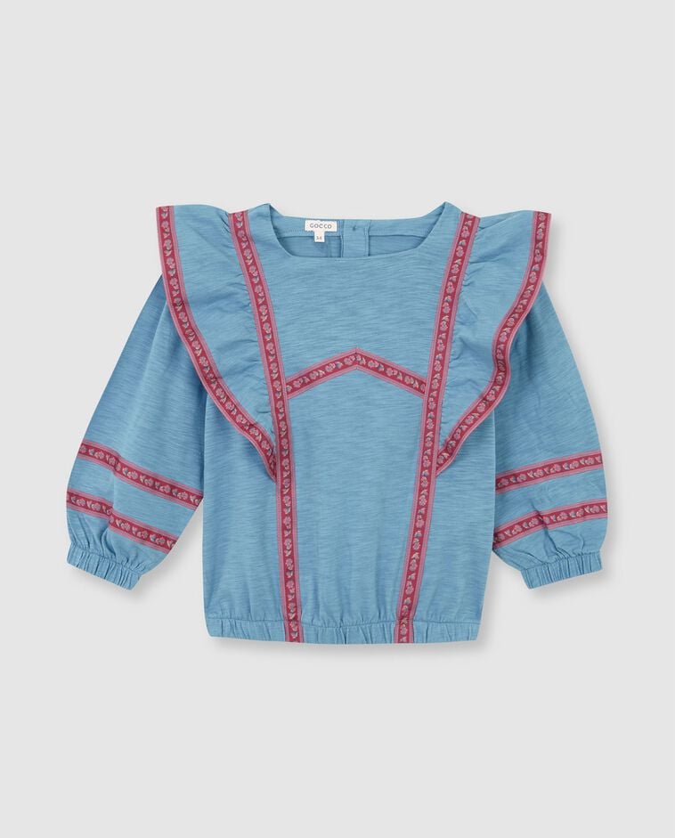 T-shirt avec passepoils contrast&eacute;s bleus