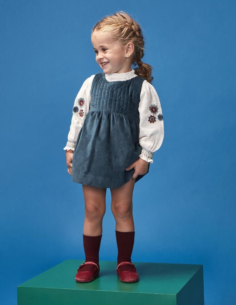 Pinafore-Kleid aus Cord, in Grün