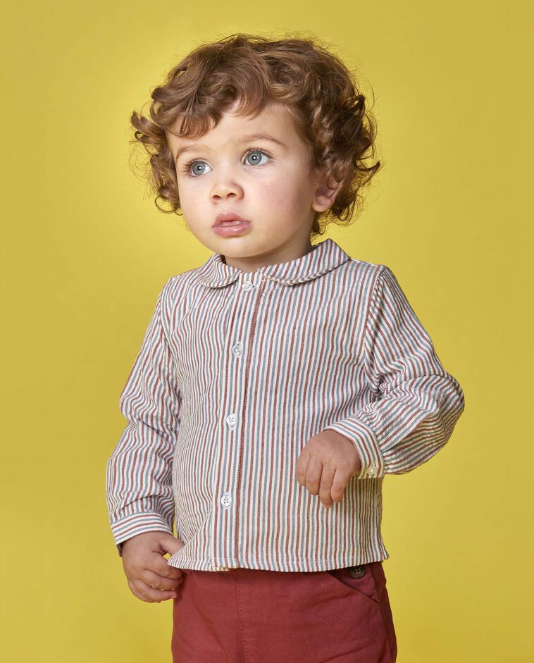 Camicia a maniche lunghe con inserti a contrasto bianchi