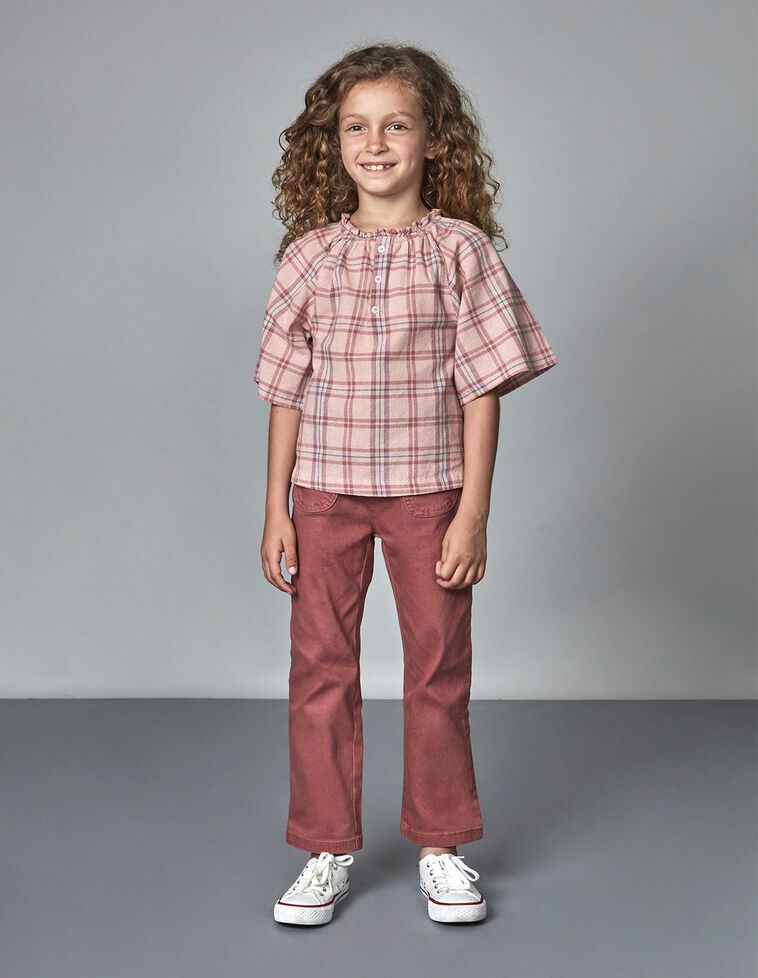 Pantaloni Dritti Dettaglio Tasche Corallo Scuro