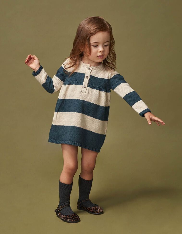 Polo-Kleid aus Strick mit Wolle, in Grün