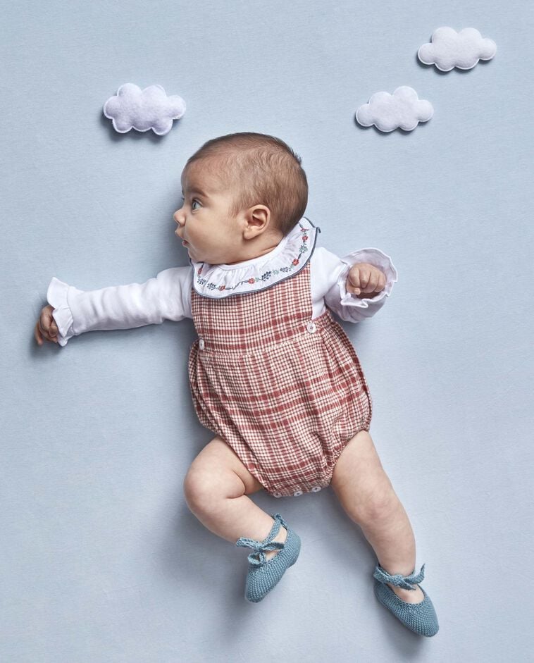 Babygrow de xadrez rosa