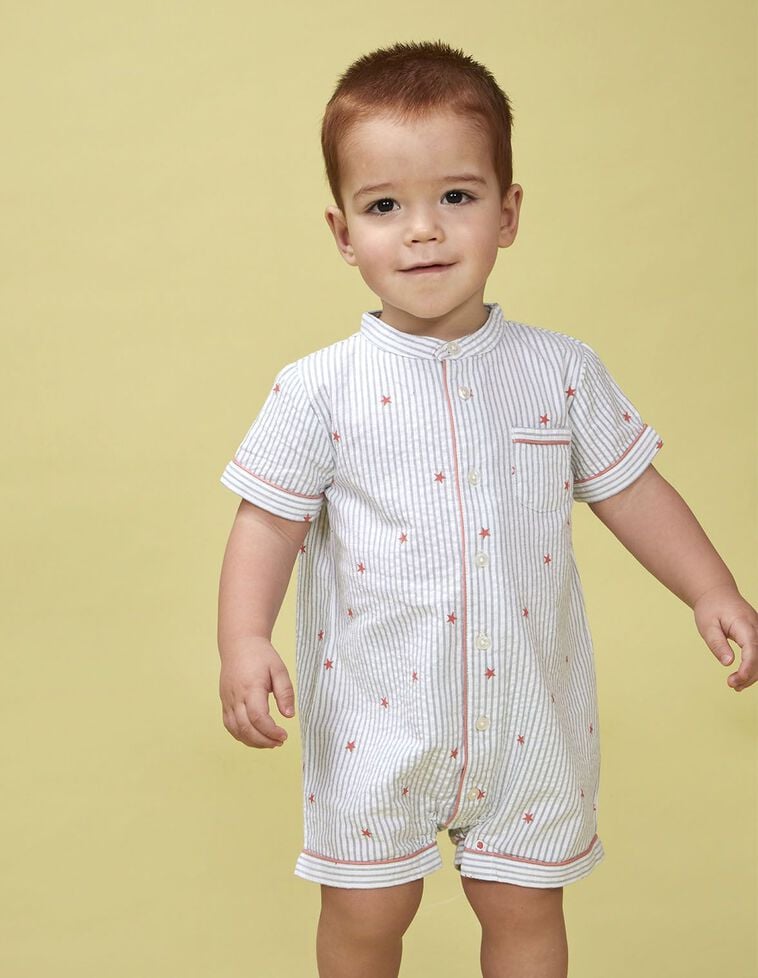 Pyjama rayé à étoiles blanches