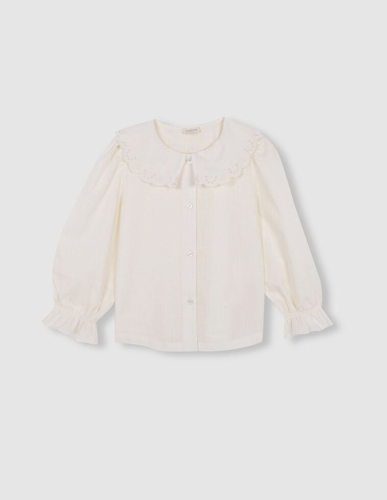 Blouse à col ondulé blanc Blouse à col ondulé blanc