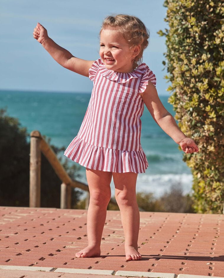 Robe en bambula &agrave; rayures blanche