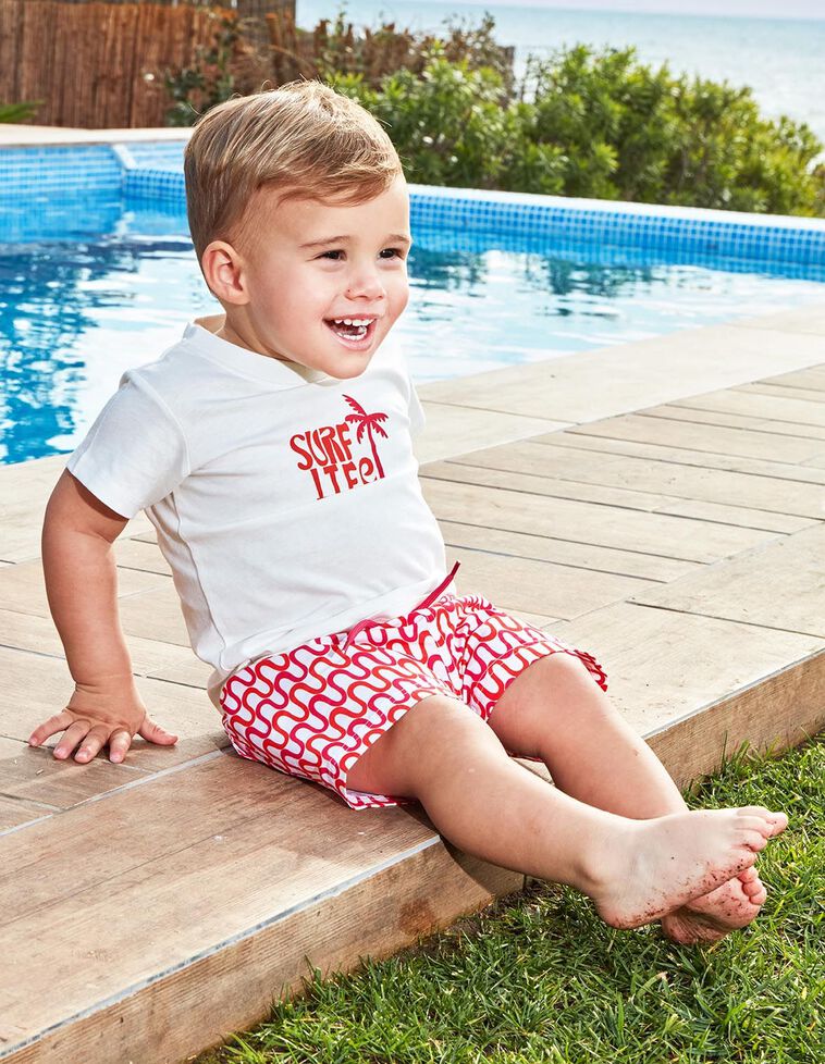 T-shirt blanc imprimé surf life
