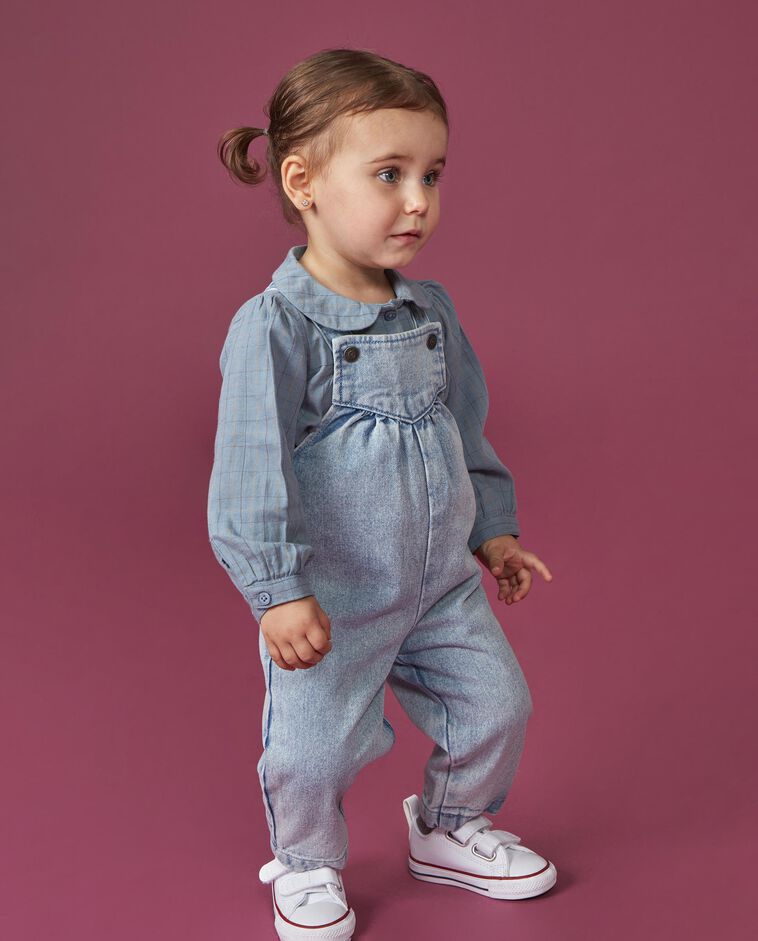 Salopette denim azzurro chiaro 