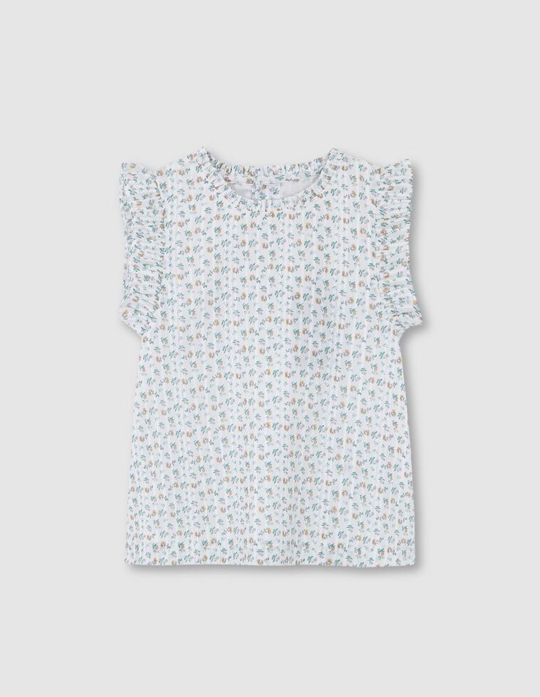 Blusa com estampado de flores e decote de caixa