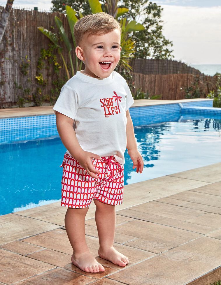 Maillot de bain blanc imprimé vagues