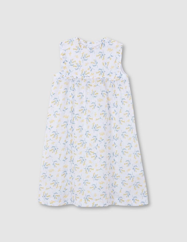Camisa de noite  branca com estampado de mimosas