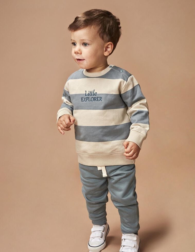 Sweatshirt às riscas azul claro