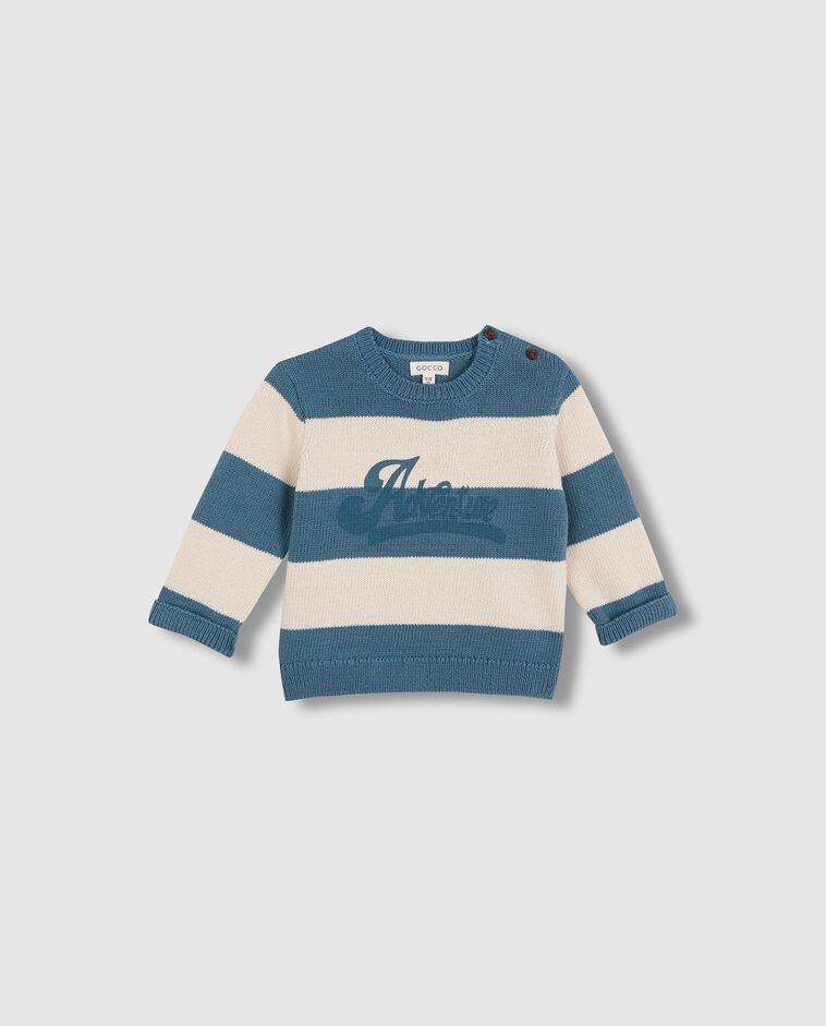 Maglione a righe con grafica blu