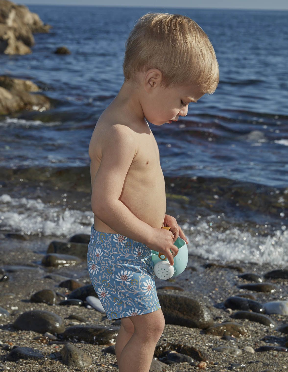 Maillot de bain imprime fleurs bleu clair pour bebe garcon