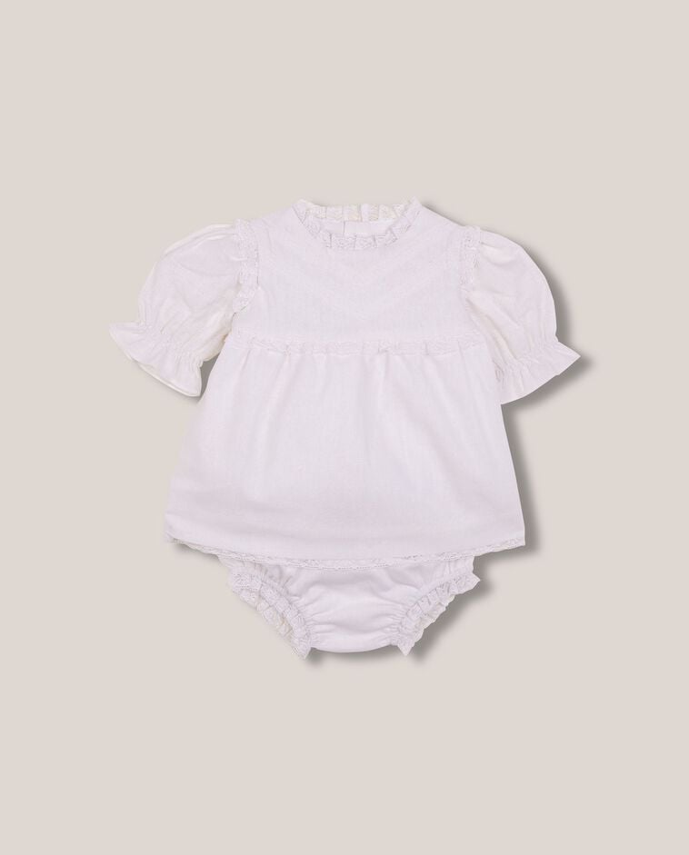 Vestito in lino con pizzo bianco