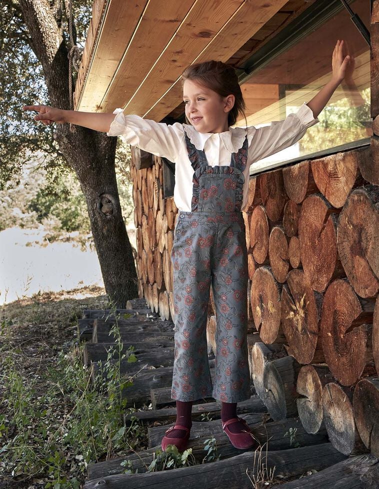 Salopette imprimée à bretelles vert pétrole