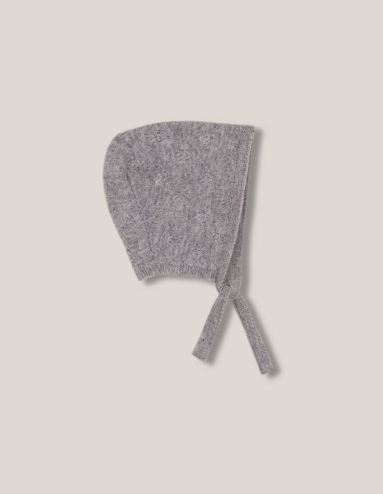Bonnet type capuche en tricot gris