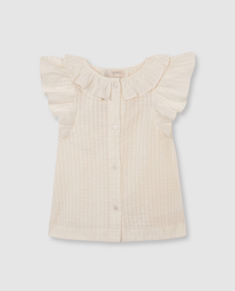 Chemise &agrave; col et manches courtes tombantes blanche