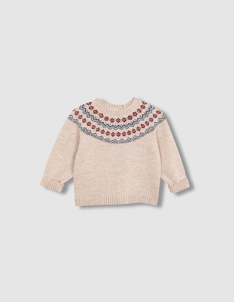 Pull marron clair à motif grec