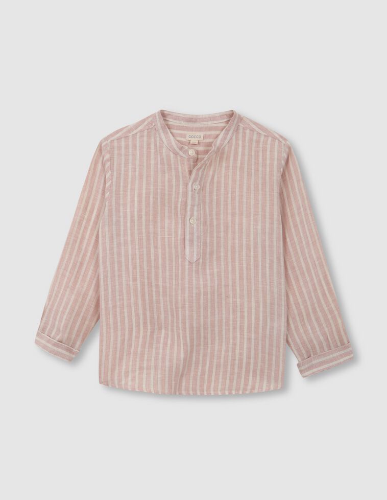Chemise rose à rayures avec col mao