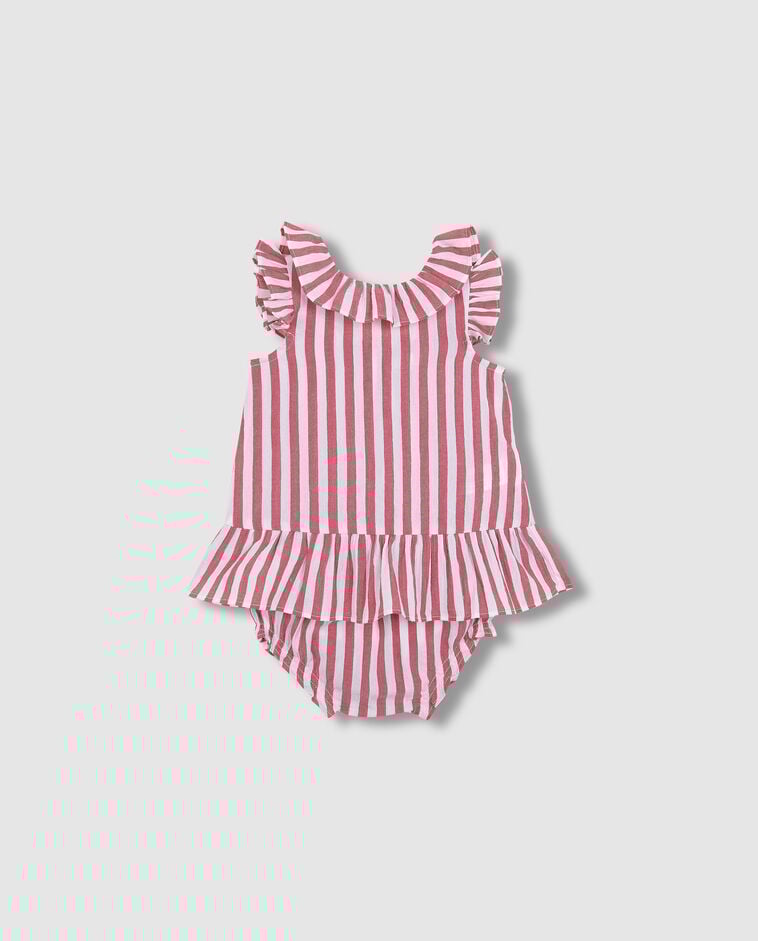 Gestreiftes Kleid aus Bambullstoff in Wei&szlig;