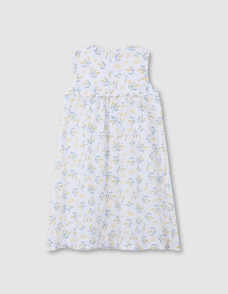 Camisa de noite  branca com estampado de mimosas