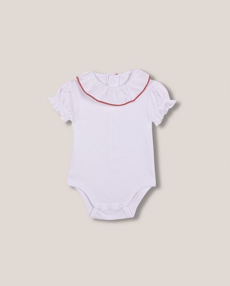 Body con colletto in popeline e filo a contrasto bianco