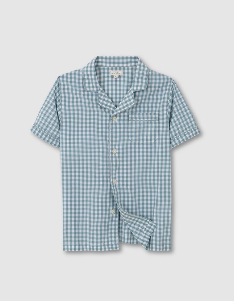 Kurzer Pyjama mit türkisfarbenem Gingham-Muster