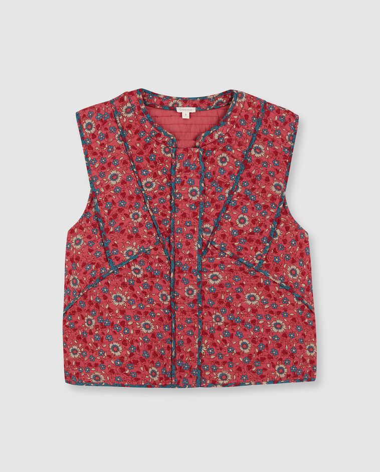 Gilet m&egrave;re &agrave; fleurs corail