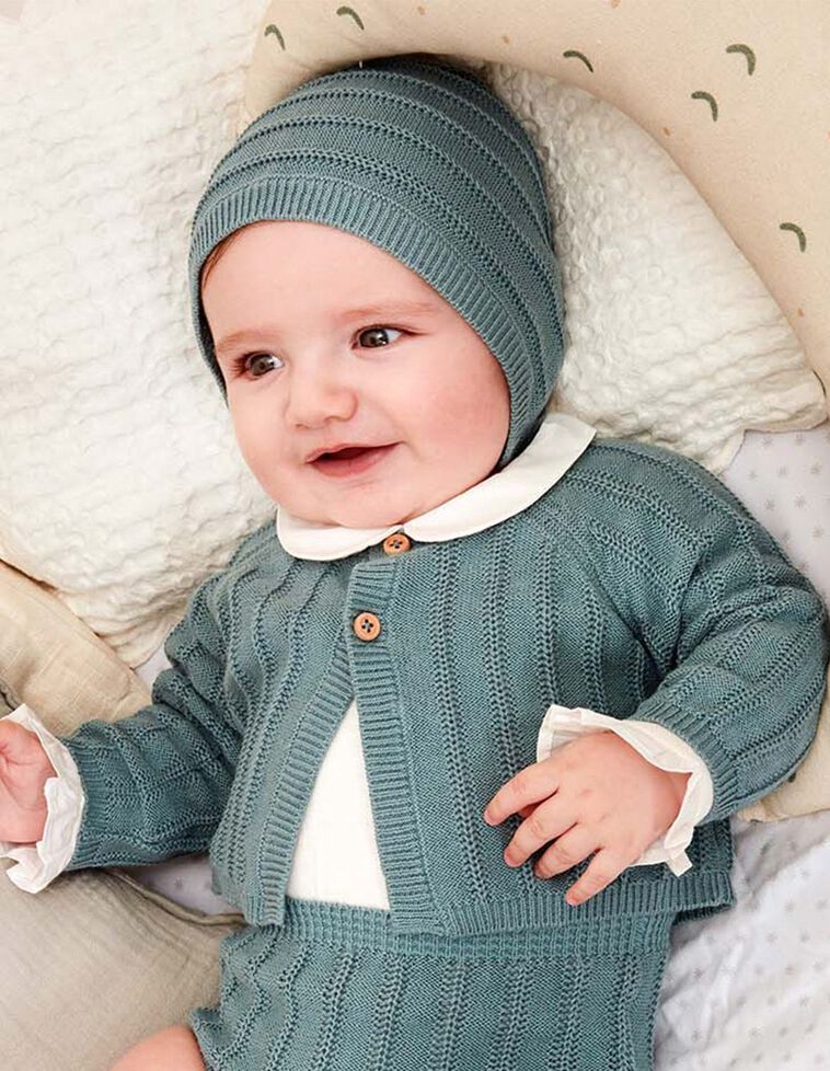 Bonnet en maille inversé vert
