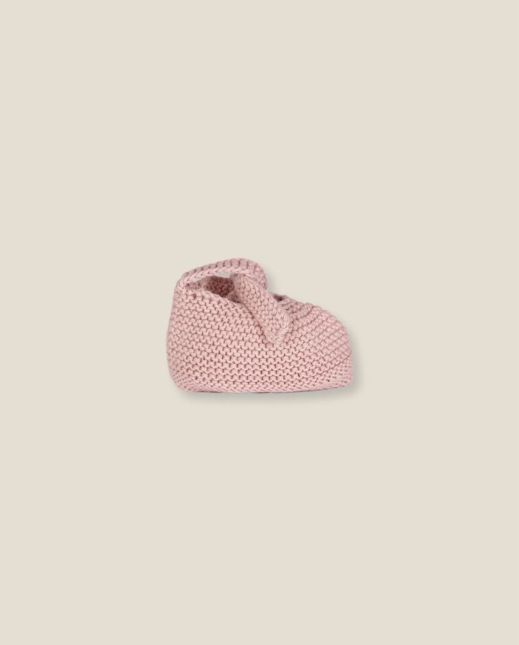 Scarpine rosa con fiocco e ricamo neonato