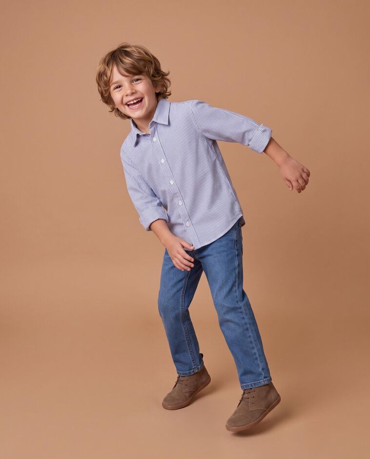 Chemise oxford bleue &agrave; rayures gar&ccedil;on