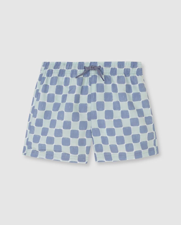 Maillot de bain imprim&eacute; &agrave; carreaux bleu