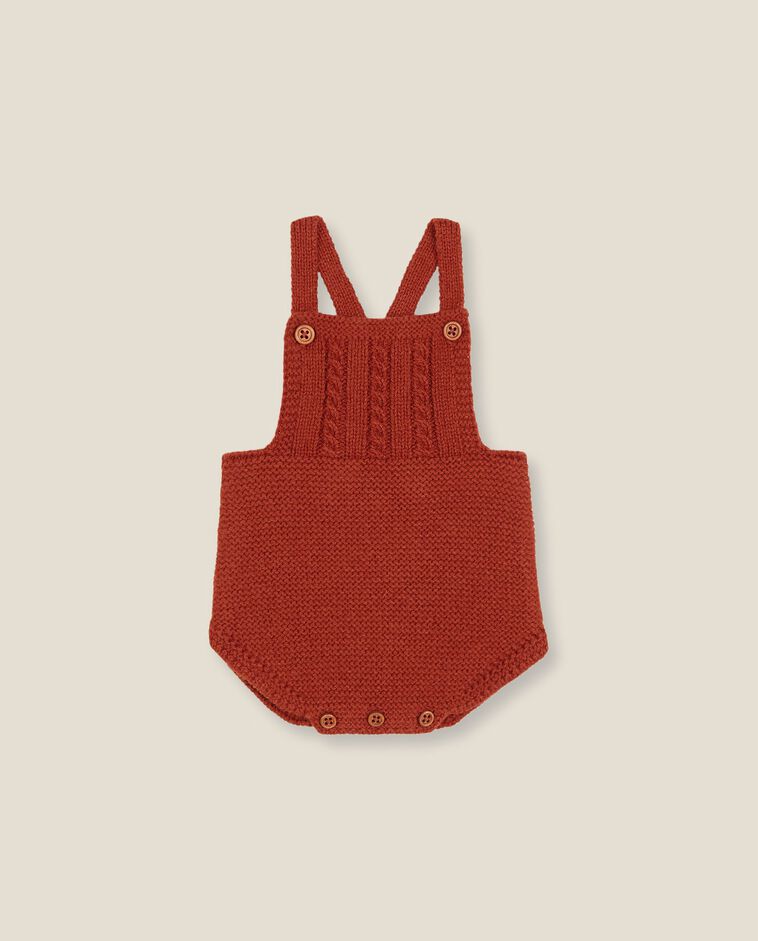 Barboteuse orange en maille textur&eacute;e nouveau-n&eacute;
